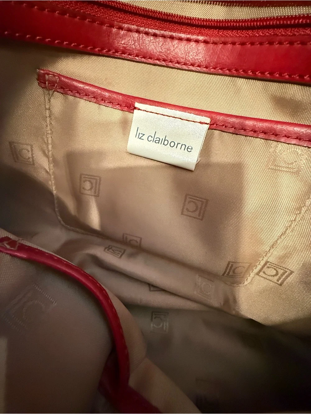 Liz Claiborne Red Y2K Oversized Satchel Shoulder Bag Purse